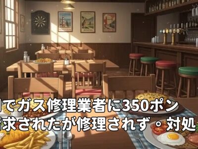 英国でガス修理業者に350ポンド請求されたが修理されず。対処法は？